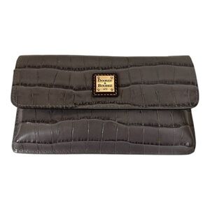 Dooney & Bourke Croco -Embossed Gray Leather Clutch-